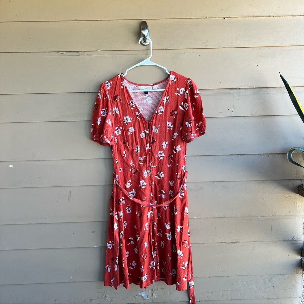 Universal Thread Burnt Orange Floral Midi Dress Size S